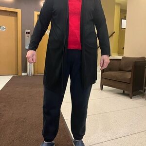 Eileen Fisher Black Long Open Front Cardigan Organic Blend Large